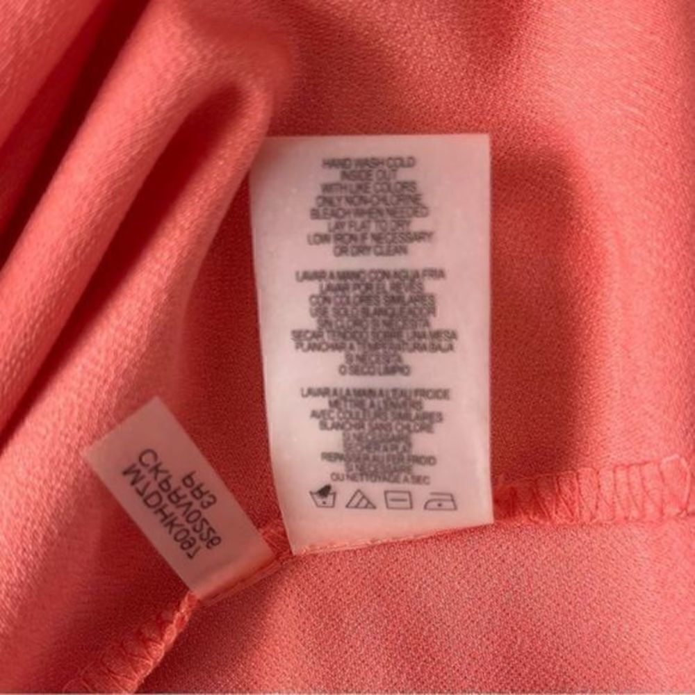 Calvin Klein tunic/blouse coral flared ruched ruffled long sleeve M - Picture 10 of 12